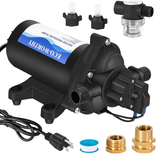 Fresh Water Diaphragm Pump include Garden Hose Adapters